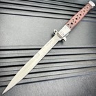 13  Classic Extra Large Brown Wood Spring Assisted Open Stiletto Pocket Knife