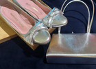 Vintage 1970 s Silver Size 7 5 Aa High Heel Shoes W  Bows   1970 Silver Handbag