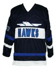 Custom 1973 Mighty Ducks Hawks 9 Gordon Bombay Gunner Stahl Hockey Jersey Navy