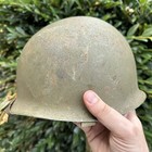 Original Wwii Ww2 Us M1 Steel Helmet Front Seam Fixed Bale - Very Nice Condition
