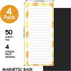 4 Pack Magnetic Notepads For Refrigerator  Grocery List Magnet Pad For Fridge   