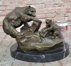 Vintage Austrian Hot Cast Bronze Golden Bear Cub Vienna Statue Sculpture Decor