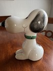 Vintage Ceramic Snoopy Coin Bank Hand Painted Made In Italy 1968 Green Collar