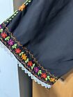 Beautiful Vintage Oaxacan Mexican Black Dress W Multi Embroidery Womens M 
