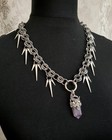      Fae      Stainless Steel   Real Rose Amethyst  Stone Pendant