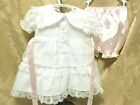 Vintage Baby Girls 2 Party Dress   Bloomers White Pink See Measurements 