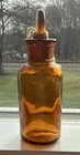 Antique Brown Amber Pharmacy Apothecary Glass Bottle With Stopper Tcw Usa