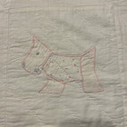 Vintage Handmade Embroidered Baby Nursery Quilt Puppies 42   x 31   