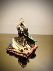 Hand Painted Wizard Figurine Holding Crystal Ball Fantasy Sorcerer Statue