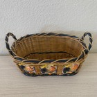 Vintage Wicker Basket Ceramic Rooster Flower Handle Decor Storage Farmhouse