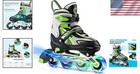 Cool Green Adjustable Inline Skates For Kids - Flashing Wheels   Comfort Design