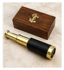 Antique Brass Telescope With Wooden Box     Vintage Nautical Spyglass