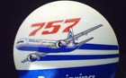 Vintage Boeing 757  premiering Soon  Aviation Pinback Button Airplane 2 1 4 
