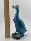 Antique Chinese Export Stamped Turquoise Blue Glazed Porcelain Duck 5 75   