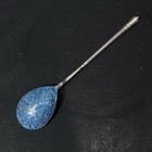 Antique Russian 84 Silver Enamel Spoon 1889 Khlebnikov