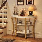 Knoworld 39 4 Console Table Half Moon Wood Shelves 3 Tier Modern Entryway Table