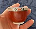 Gold Collection Fine Porcelain China Sake Cup In Rusty Red With Geometric Design