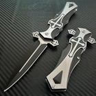 9    Black Cross Knife Tactical Spring Assisted Open Blade Folding Pocket Knife