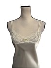 Victorias Secret Vintage Gold Crown Label Ivory Lace Trim Satin Slip Chemise Lg