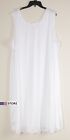      Comfort Choice Plus Size White Full Slip Dress Silky Nylon V-neck Lace 3x