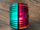 Vintage Nml Bow Light Red green Glass Lens Led Bulb wiring W deck Mount  Patina 