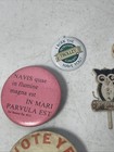 Lot Of 9 Vintage Mixed Pinback Buttons Pins Assorted Sizes Themes   Colors