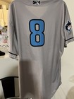 Javier Sanoja Beloit Sky Carp Game Worn Grey Jersey  8 Embroidered Marlins Patch
