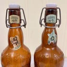 Grolsch Vintage Lager Beer Bottles  2  Amber Brown Glass Porcelain Swing Top Lid