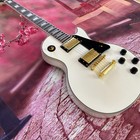 White Solid Body Les Paul Custom Electric Guitar Gold Hardware Mahogany Body
