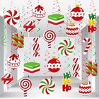 57pcs Christmas Candy Hanging Ornaments Rotating Decorations Red  White  And 