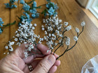 Antique Gorgeous Old Vintage French White   Blue Glass Beaded Flowers  1930s