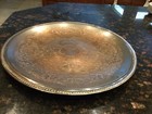Antique English Silver Mfg  Corp  18 5  Etched Silver On Copper Tray W 5  Dish