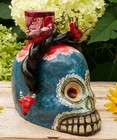 Day Of The Dead Frida Sugar Skull Handmade Puebla Mexican Folk Art Old Fashion