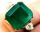 Art Deco 5 50 Ct Green Emerald Antique Vintage Jewelry Ring 14k Yellow Gold Fn