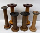 Antique Industrial Wooden Textile Bobbins Spools Lot Of 6 Primitive Mill Decor
