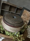 Primitive Decor Antique Wood Spindle Base With Useable Twine   Iron Scissors
