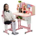 Kids Desk Chair Set With Four Partition Book Stand  Backpack Hook  Cup Holder 