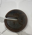 2 Antique Vintage Cast Iron Platform Scale Round Slotted Balance Beam Weights