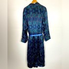 Number 1 London Paisley Satin 80s 90s Vintage Men s Robe L xl Blue Belted Retro