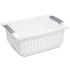  2 Pack   Medium Stacking Basket  Open Plastic Bin  Space Saving Organizers  Whi
