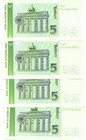 Germany 5 Deutsche Mark 1991 - P-37 - Gem Crisp New - One Note Of 4 Consecutive 