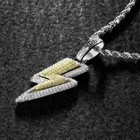 Thunder Volt Shape Pendant Round Diamond Simulated 925 Two-tone Sterling Silver