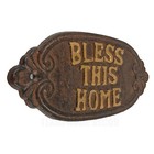 Cast Iron Bless This Home Wall Sign Rustic Brown Religious Home Decor 8 Inch