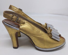 Size 5  8 Lot  Heels Vtg 40s 50s Pinup Silver Black Metallic Small Saks 5th