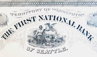 1880s The First National Bank Of Seattle Stock Certificate   Now Bank Of America