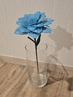 New Handmade French Beaded Flowers Large Fantasy Flower Aqua Blue