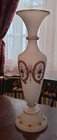 Antique Bristol Style Art Glass Vase Jeweled Gold Gilt Opaque White Clambroth 