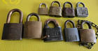 Lot Of 9 Vintage Padlocks   No Keys   American sargent mail ip best philgas etc 
