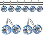 12 Pcs Bling Rhinestones Shower Curtain Hooks Bathroom Rolling Hooks