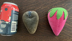 Pair Vintage Antique Strawberry Pin Cushions Textile Folk Art 1940s